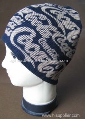 100% cotton 4 darts knitted beanie with full printing
