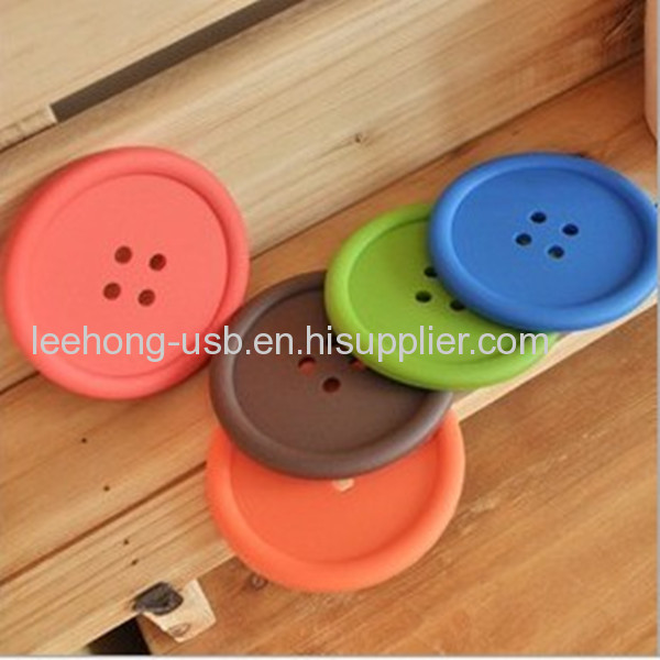 Button shape cup coaster