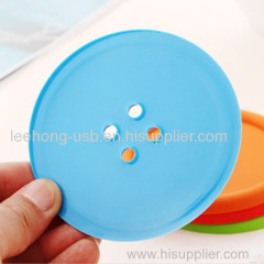 Button shape cup coaster