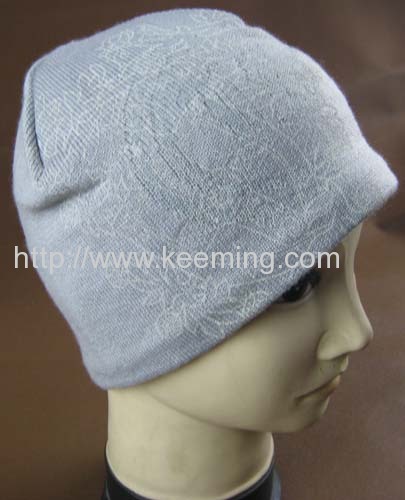 Acrylic knitted hat with fleece stripe on the reverse side