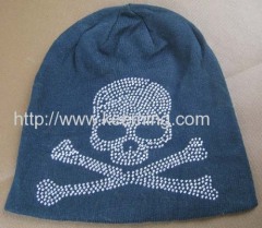 Attach diamond with Skull pattern knitted hat