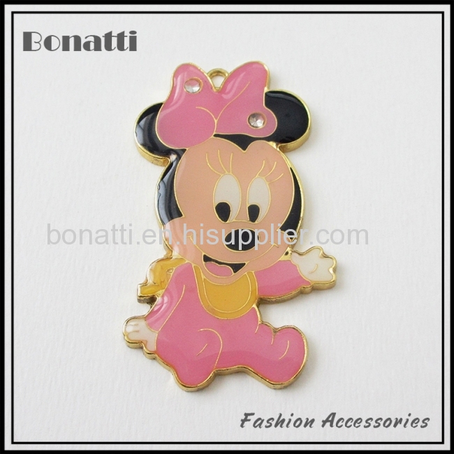 hot sale colorful cute metal animal pendants mickey for necklace 