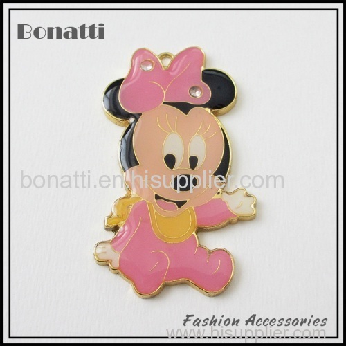 hot sale colorful cute metal animal pendants mickey for necklace