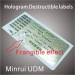 3D Embossed hologram destructible security stickers