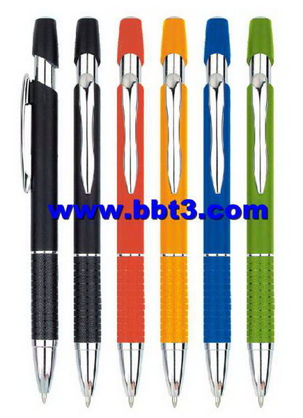 Promotional click aluminum ballpen with metal ring accessories