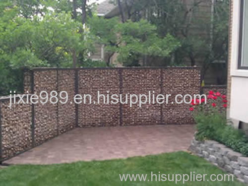 Landscape gabion wall makes common property absorbing