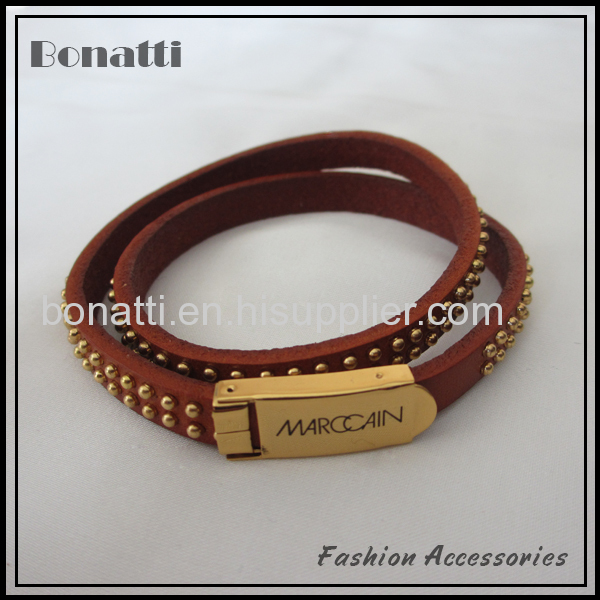 fashion leather bracelet with crystal rhinestone