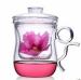 Wholesales hand blown glass teacup with infuser