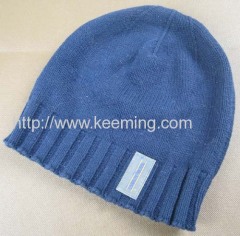 Navy Sew plastic badge knitted Hat