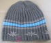 Brown with light brown and blue stripe knitted hat