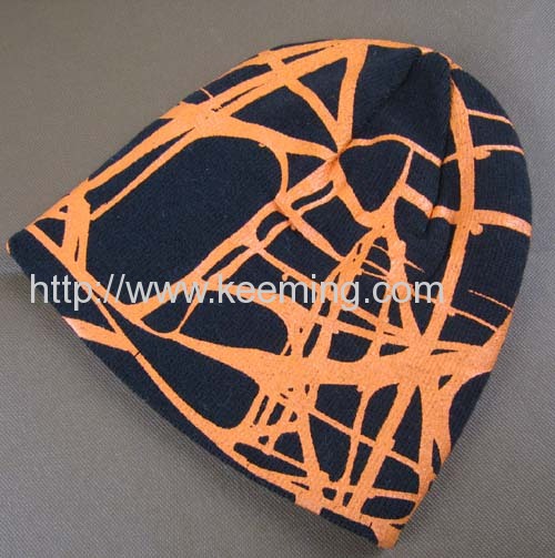 Rubber printing knitted hat