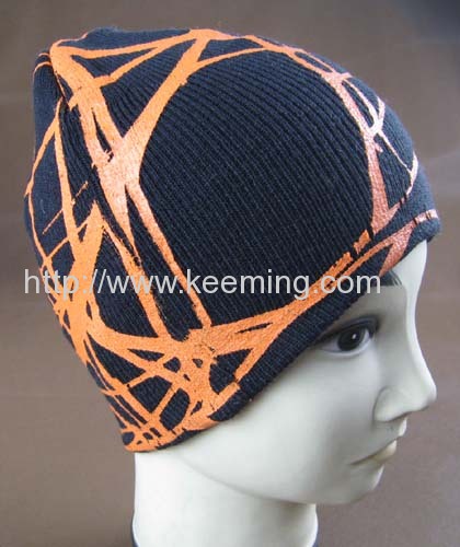 Rubber printing knitted hat