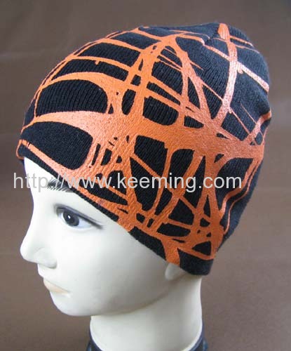 Rubber printing knitted hat