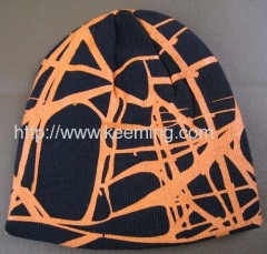 Rubber printing knitted hat