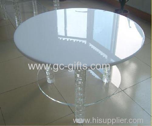 Elegant white two layers of circular acrylic round table