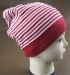 Ladies 24*21cm Red with white stripe knitted hat