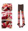 Custom Children's Cotton Tights , Warm Brown And White Striped Tights