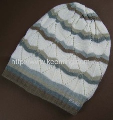 Embroidery with Silver thread knitted hat