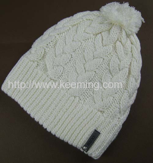 Double layer Cable winter beanie with fleece lining 