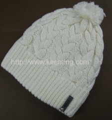 60% cotton 40% acrylic +100% polyester fleece lining knitted hat