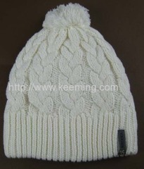 Double layer Cable winter beanie with fleece lining