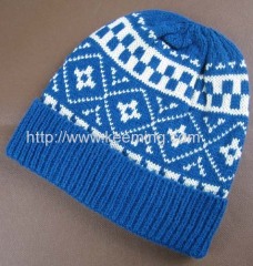 White blue Lambswool knitted hat