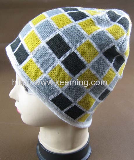 4 color mix Square jacquard beanie