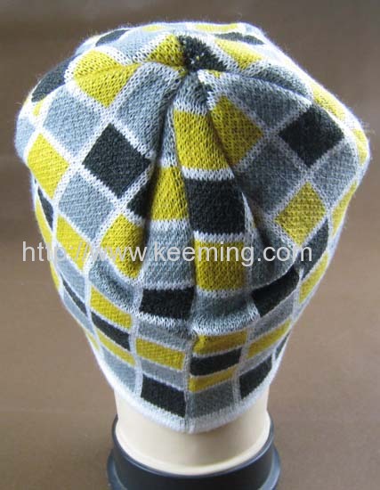 4 color mix Square jacquard beanie