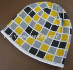4 color mix Square jacquard beanie
