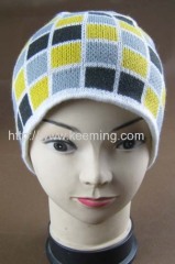 4 color mix Square jacquard beanie