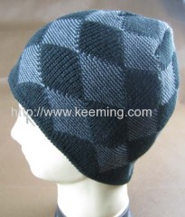 Black with grey knitted hat