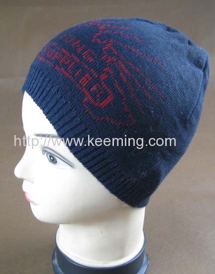 Wool non dotted jacquard hat