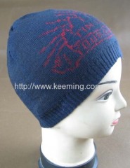 Wool non dotted jacquard hat