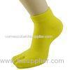 Breathable Five Toe Socks , Yellow Plain Individual Toe Socks