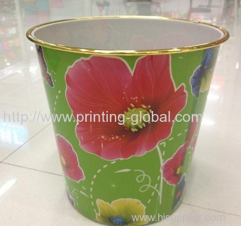 Heat transfer film for round plastic waste bucket