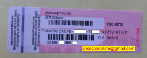 Windows 7 professional coa label, coa sticker, key card, oem key