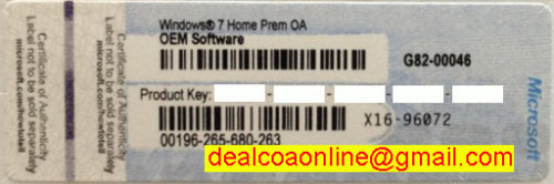 Win7 home prem coa label, coa sticker, key card, oem key