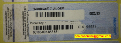 Windows 7 ultimate coa label, coa sticker, key card, oem key