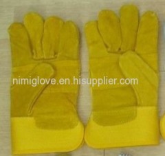 Yellow Cow Split Leather Gloves