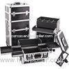 Custom Black Leather Makeup Cases For Makeup Nail , Aluminum Trolley Cases