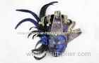 17" Blue Hand Made Venetian Jester Mask Mardi Gras Masquerade For Lady