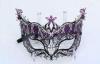 Luxury Halloween Metal Venetian Masks , Woman Black Eye Mask