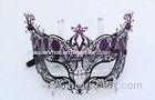 Luxury Halloween Metal Venetian Masks , Woman Black Eye Mask