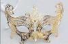 8 Inch Gold Metal Venetian Masks With Satin Ribbon For Carnival