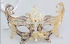 8 Inch Gold Metal Venetian Masks With Satin Ribbon For Carnival