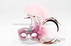 Lace Pink Feather Masquerade Ball Masks For Mardi Gras Party