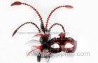 Carnival Red Feather Masquerade Masks Unique With Craft Flower