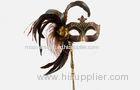 Venetian Masquerade Mask Sticks Handmade Brown For Halloween