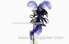 Plastic Stick Masquerade Masks Halloween Purple Feather For Lady