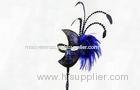 Ceremonies Glitter Stick Masquerade Masks With Blue Feather Macrame